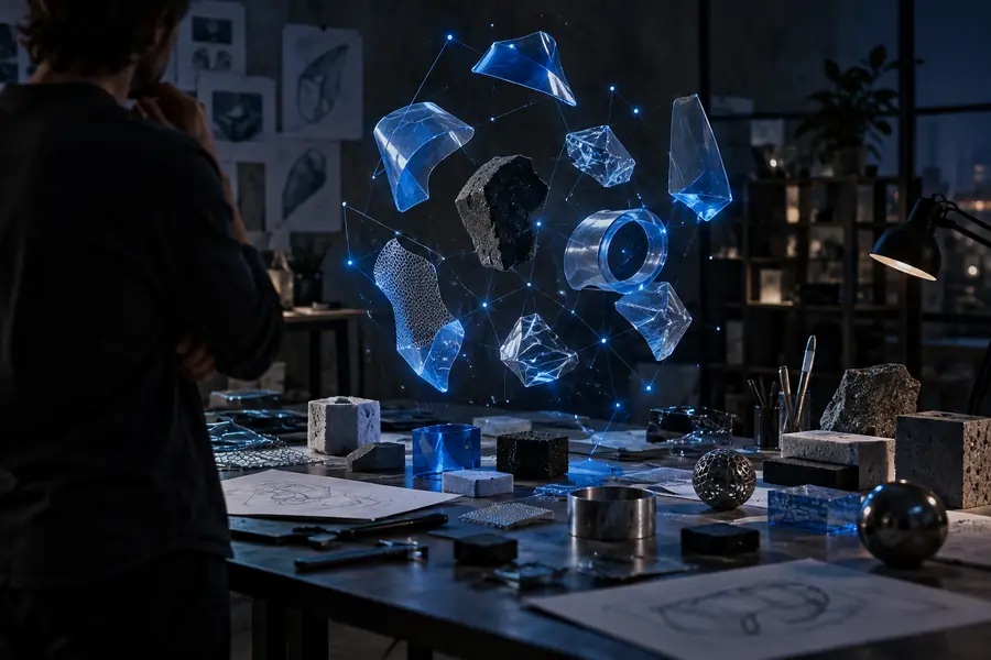 Unstructured product idea represented by a dark abstract workspace